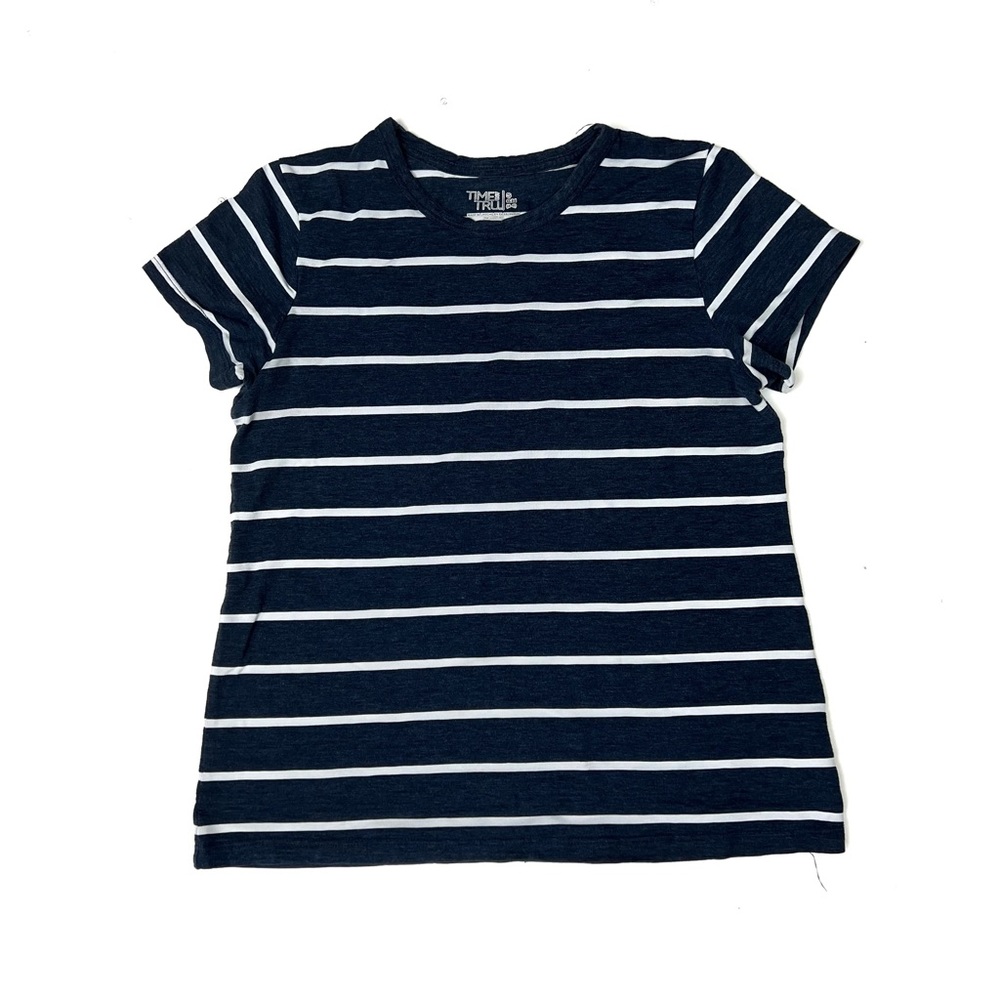 Time & Tru Navy / White Stripe T Shirt Sz S